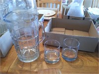 3 PC GLASS PITCHER & 2 GLASSES