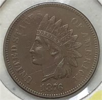 1876 Indian Head Cent MS60 Brown