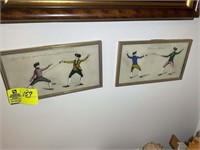 PAIR OF FENCING OR SWORD FIGHTING PRINTS APPROX. 7