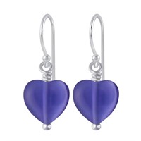 Handmade Purple Glass Heart Earrings