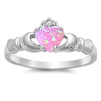 Pink Opal Claddagh Heart Ring