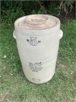 5 GALLON WESTERN STONEWARE BUTTER CHURN WITH LID