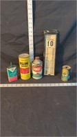 Vintage oil cans and gas station receipt holder