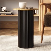 Round Fluted Accent Side Table - Drink Table -