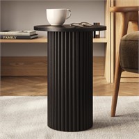 Round Fluted Accent Side Table - Pedestal Drink