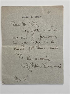 Polly Damrosch signed letter