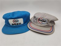 TWO VTG COOP SEED Trucker Caps