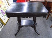 Black Lacquer Parlor Table on Casters 29"H