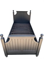 Black Wood Bed Frame with Roll Out Storage