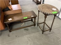 Antique Oval Side Table + Very Old Bench