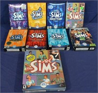 (9) pcs Various Vintage Sims PC Computer Games