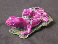 Ruby & Zoisite Chameleons Sculpture, 4.75" x 2.75"