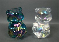 Two Fenton Carnival Glass Bear Figurines