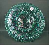 Fenton Green Goodluck Chop Plate with Crimped Edge