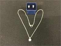 2 1/2 +/- carat Diamond Pendant & Earrings