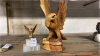 Wooden carved eagle 12 1/2 inches tall metal