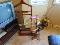 Plant stand and clothing rack both wood and older