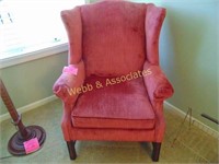 Wingback pink velvet chair