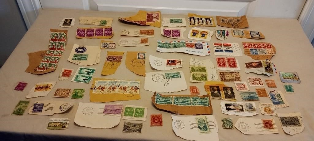 Vintage Postage Stamps Most From 40's, 50's, &