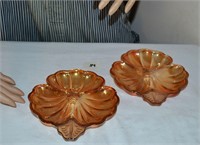 2 vtg Marigold Clover shape dishes