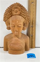 Vintage Carved Wood Balinese Bust
