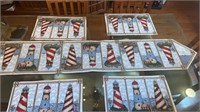 Vtg lighthouse placemats & table runner