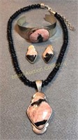 Artist Signed Sterling & Rhodonite Set