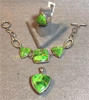 Sterling & Green Turquoise Jewelry Set