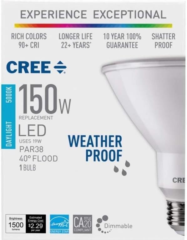 New, Cree Lighting PAR38 Weatherproof Outdoor