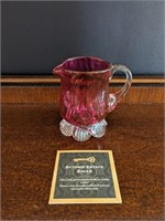 Vintage Cranberry Glass Small Footed Jug