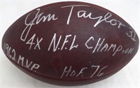 Jim Taylor Autographed NFL Leather Football