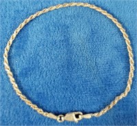 Sterling Silver - 1mm Rope chain 2.4g - Bracelet