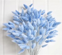 100 PCS Blue Dried Pampas Grass Decor, 17-inch Pom