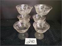 Set of Sinclair marked champagne glasses