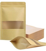 (100 Pcs - 8" x 4.9" - brown) Resealable bags,