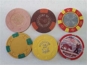 6 Topaz Lake Nevada Casino Chips