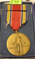 Vintage WWII victory medal with original box