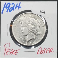 1924 90% Silver Peace $1 Dollar