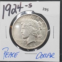 1924-S 90% Silver Peace $1 Dollar
