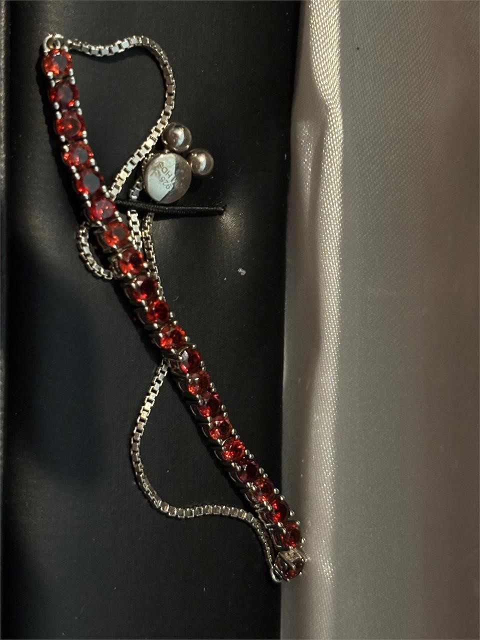 Garnet BOLO BRACELET.925 Sterling Silver