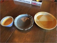 3 POTTERY DISHES