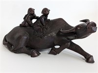 19thc Chinese Hand Carved Water Buffalo 13"W