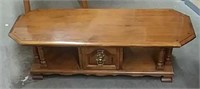 Vintage Long Maple Wood Sofa / Coffee Table