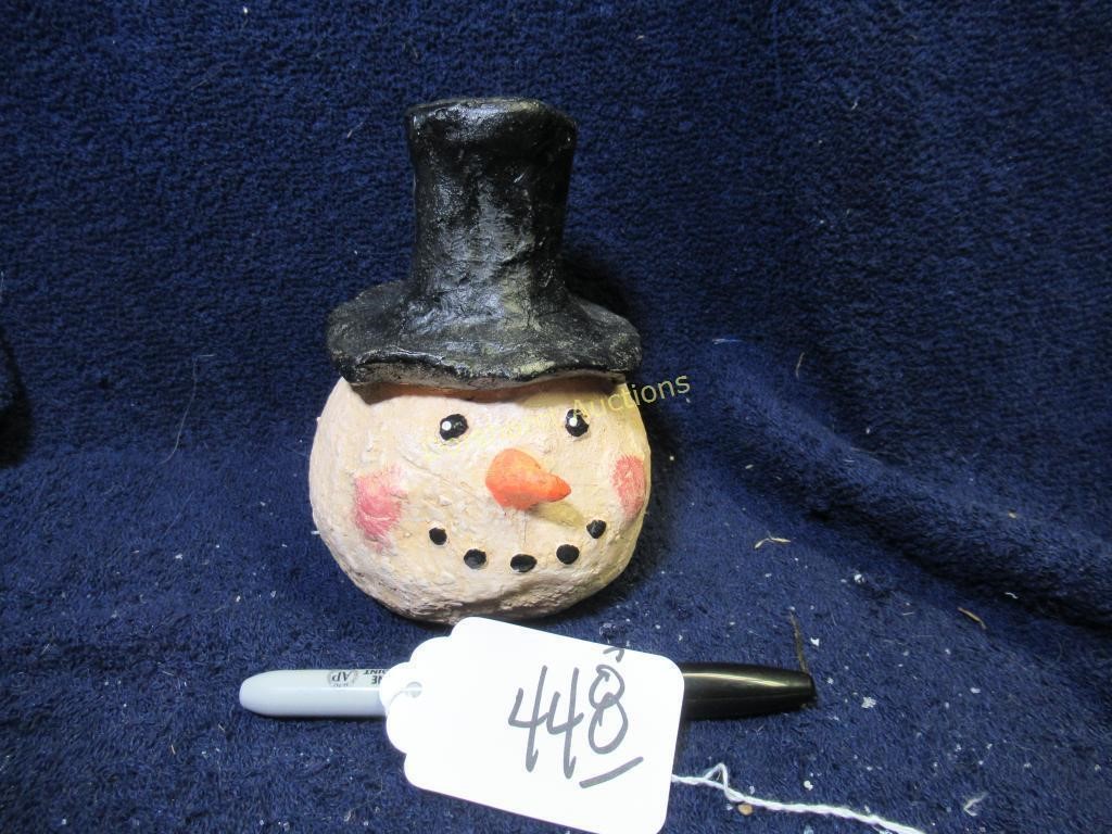 PAPER MACHE SNOWMAN HEAD - 4.5"H - DIFFERENT!