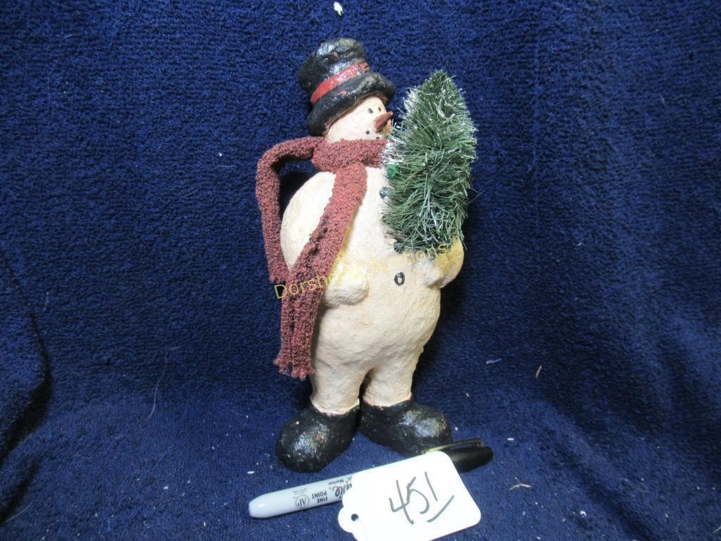 VINTAGE PAPER MACHE SNOWMAN - 8.75"H