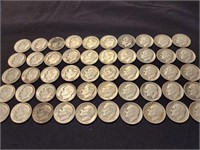 50 silver Roosevelt Dimes.  1940's and 50's.