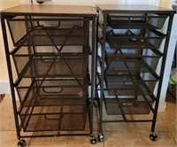 L - LOT OF 2 ROLLING BASKET CARTS (CC4)