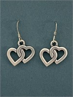 STERLING SILVER DOUBLE HEART EARRINGS