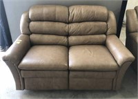 LEATHER LOOK RECLINING LOVESEAT