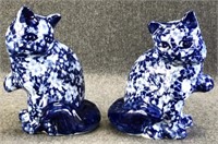 Blue & White Cat Figurines